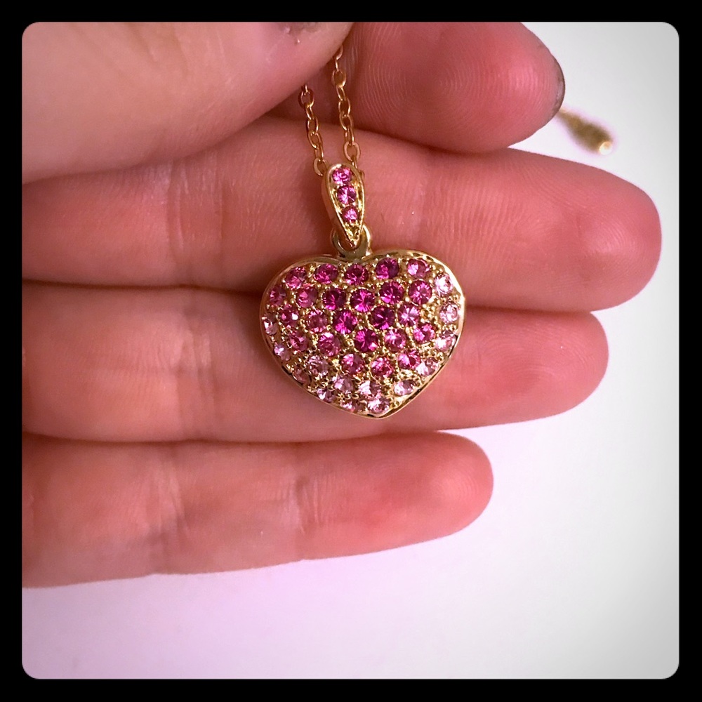 Swarovski pink diamond heart necklace